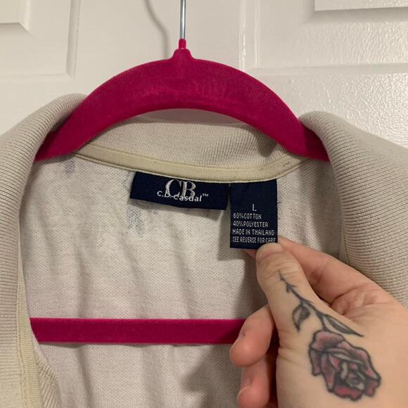 CB Casual Vintage Floral Sleeveless Polo Size Large - Picture 2 of 5